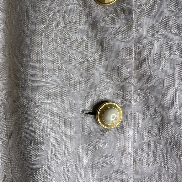 VTG Y2k Kasper ASL Skirt Suit 8 Ivory Brocade button Lined Career Classic Pocket - Picture 2 of 16